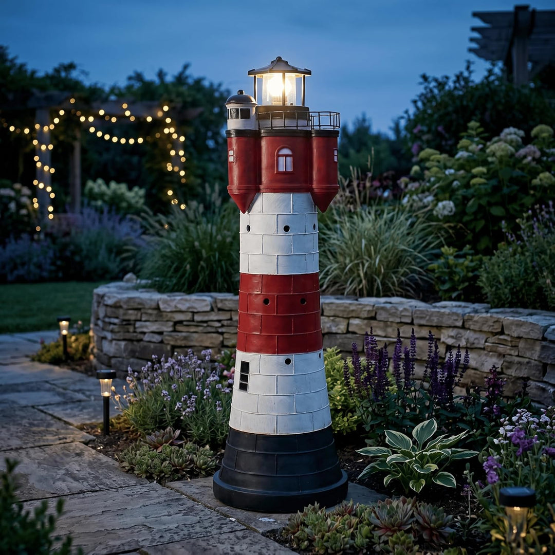 Westerholt Solar Leuchtturm Roter Sand mit rotierendem Led-Reflektor 50 cm