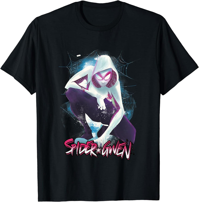 Mens Marvel Spider-Gwen Web Graphic T-Shirt Medium Black