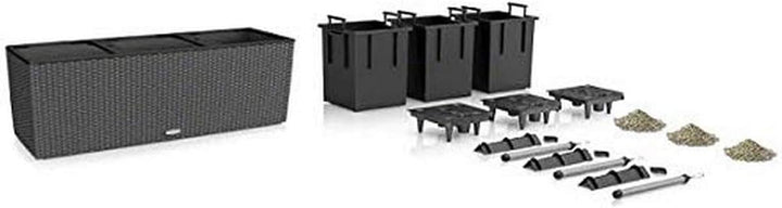 Lechuza Trio Cottage 30 Pflanzgefäss mit ERD-Bewässerungs-System, Granit, 100 x 32 x 34 cm & Trio Co