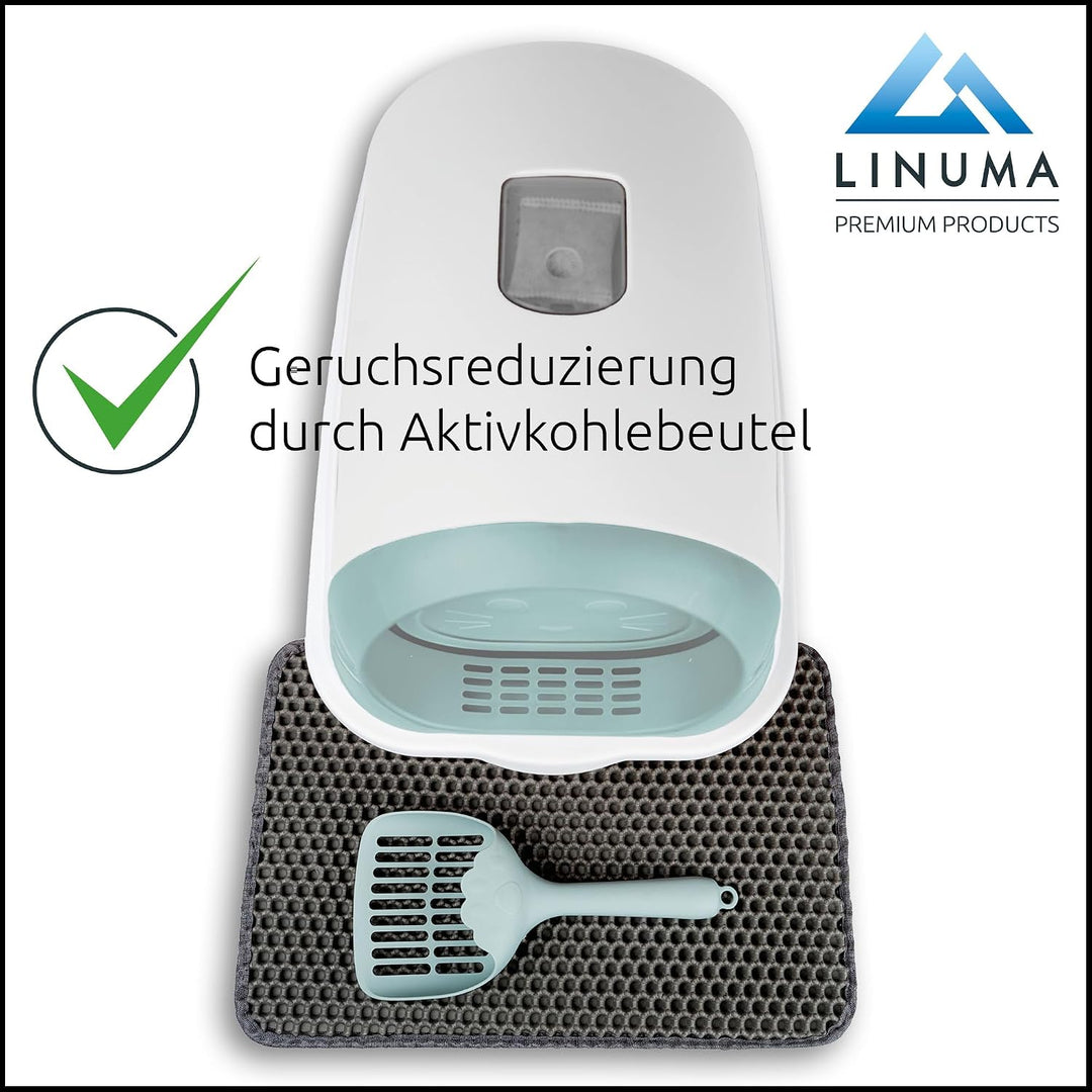 Katzenklo geschlossen mit abnehmbarem Deckel – Katzentoilette mit hohem Rand, Streumatte, Aktivkohle