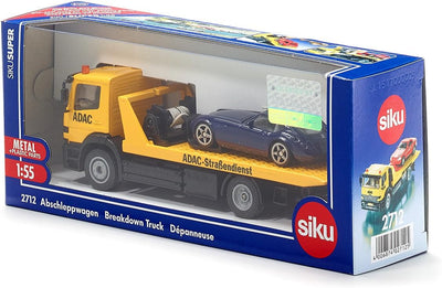 siku 2712, Abschleppwagen, 1:55, Metall/Kunststoff, Gelb, ADAC-Optik, Inkl. abzuschleppendem Spielze