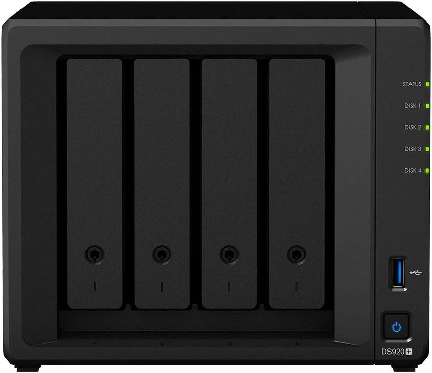 Synology 252214 DS920+ 24TB 4 Bay Desktop NAS System, installiert mit 4 x 6TB Seagate IronWolf Festp