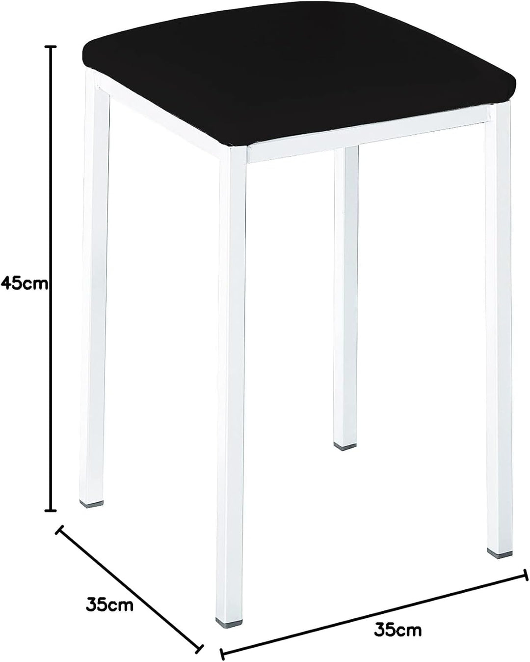 ASTIMESA Zwei Hocker für die Küche, quadratisch, Kunstleder, Schwarz, Schwarz