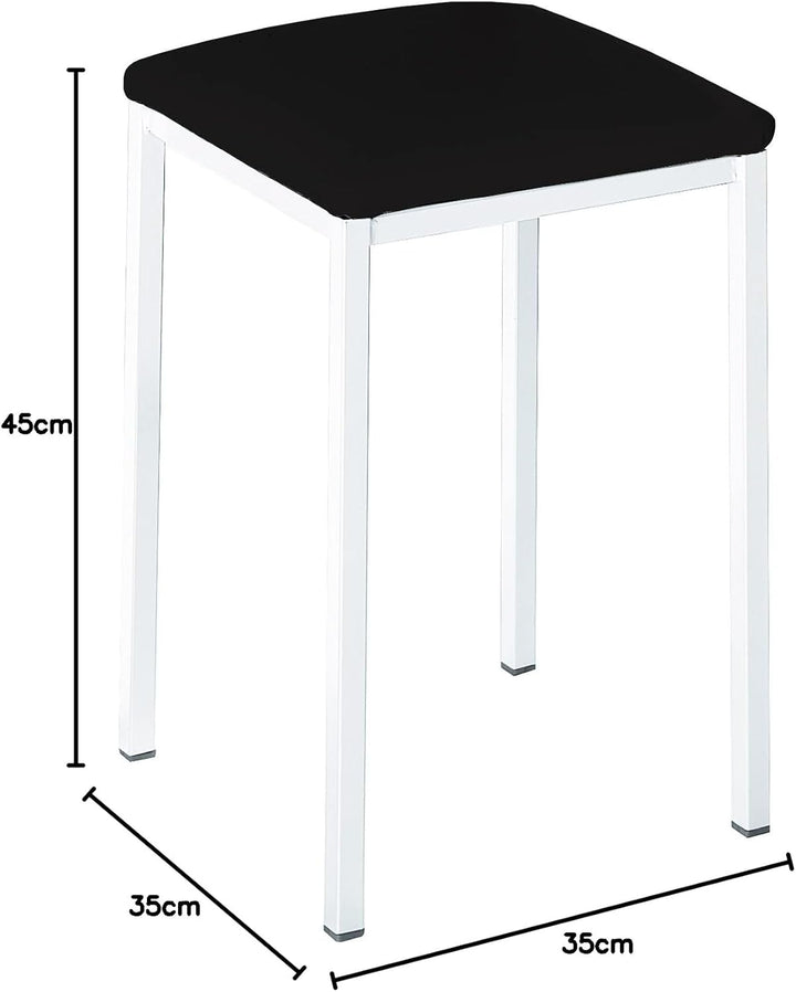 ASTIMESA Zwei Hocker für die Küche, quadratisch, Kunstleder, Schwarz, Schwarz
