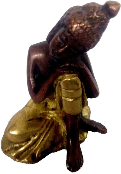 Purpledip Brass Idol Resting Buddha in einzigartigem Kupfer-Gold-Finish (11948), Kupfer-gold