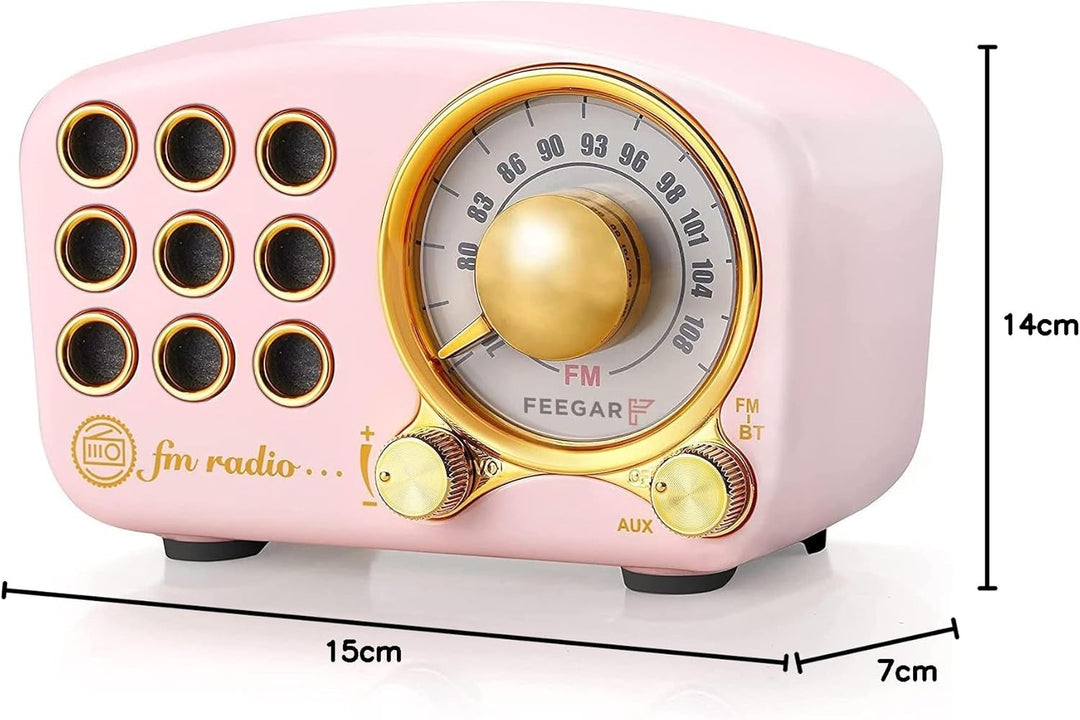 Radio Feegar Retro Bluetooth Lautsprecher,Vintage FM Radio mit altmodischem klassischem Stil,Starke