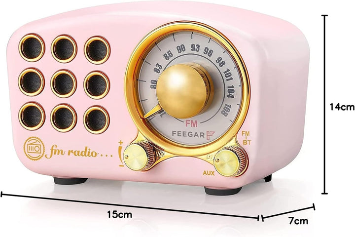 Radio Feegar Retro Bluetooth Lautsprecher,Vintage FM Radio mit altmodischem klassischem Stil,Starke