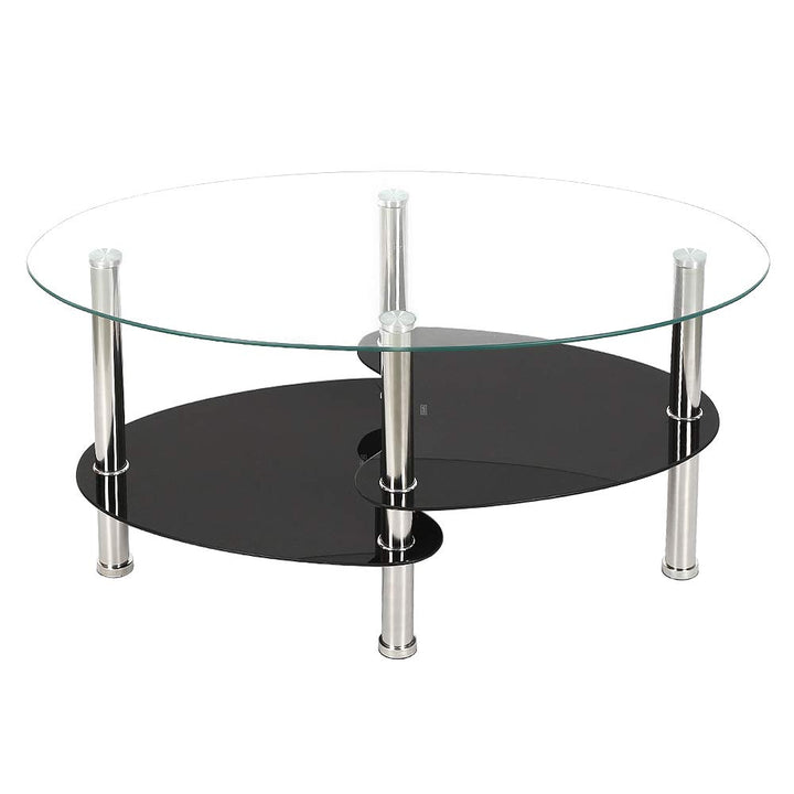 DDMINE Couchtisch, Gehärtetes Glas Wohnzimmertisch, Ovaler Couchtisch mit Rutschfesten Beinen und St