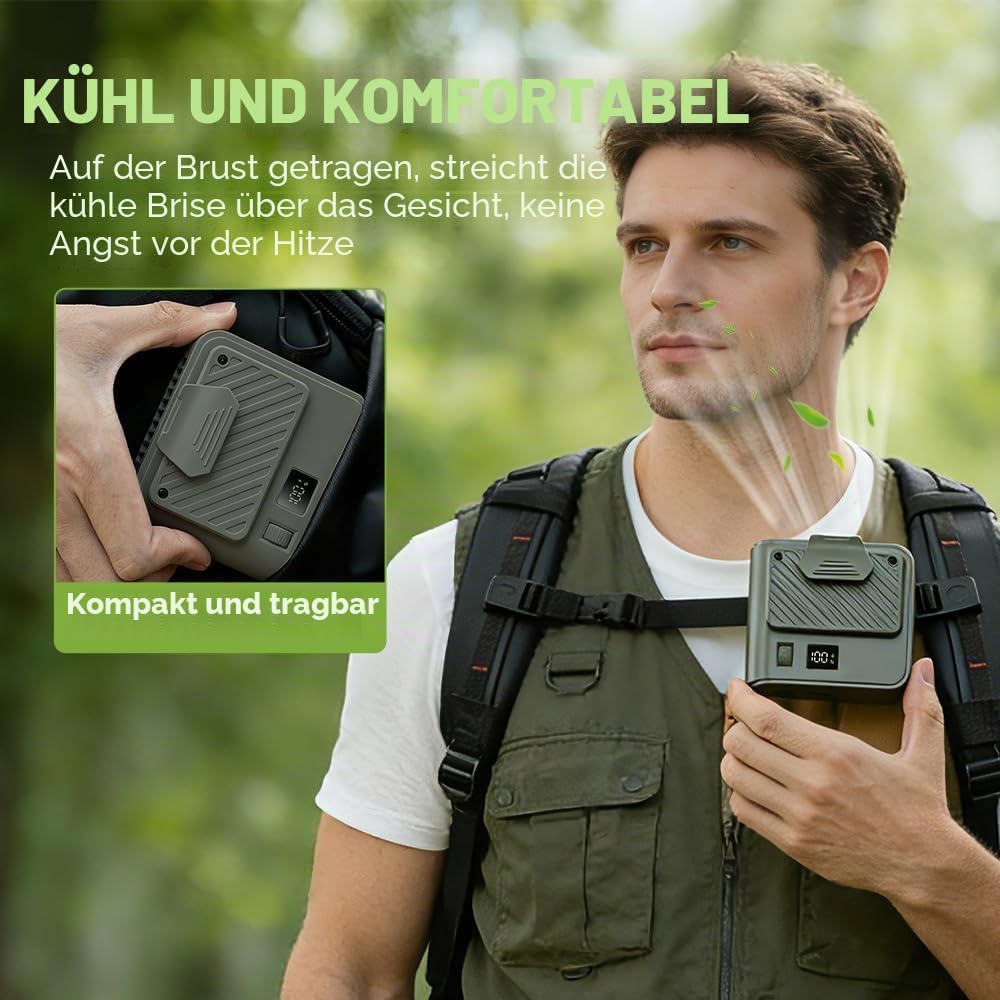 Tragbarer Ventilator Akku, Tragbarer Hüftclip-Lüfter, Klein T Shirt Ventilator mit Clip, Aufladbarer