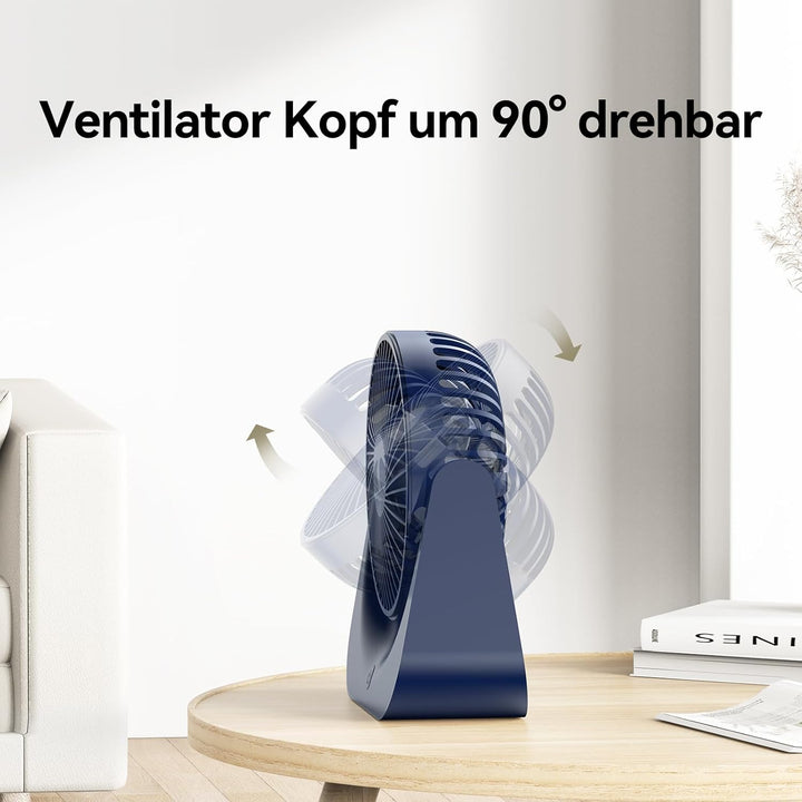 VOXON USB Tischventilator, Mini Ventilator mit 5 Geschwindigkeiten, Ventilator Leise, Usb Fan Klein