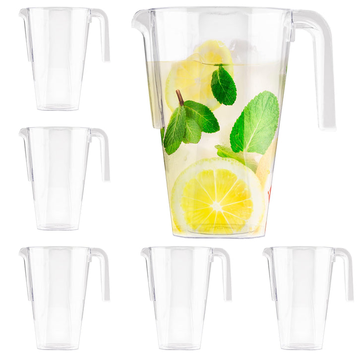 MATANA 12 Krug, Kunststoff (Durchsichtig, 1,5L) - Wasserkrug, Cocktail-Krug, Saftkanne, Wasserkanne,