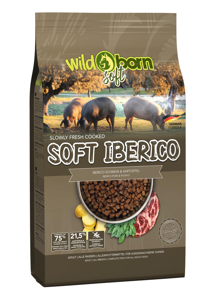 Wildborn Soft IBERICO 4 kg getreidefreies Hundefutter mit 75% frischem Iberico Fleisch | Halbfeuchte