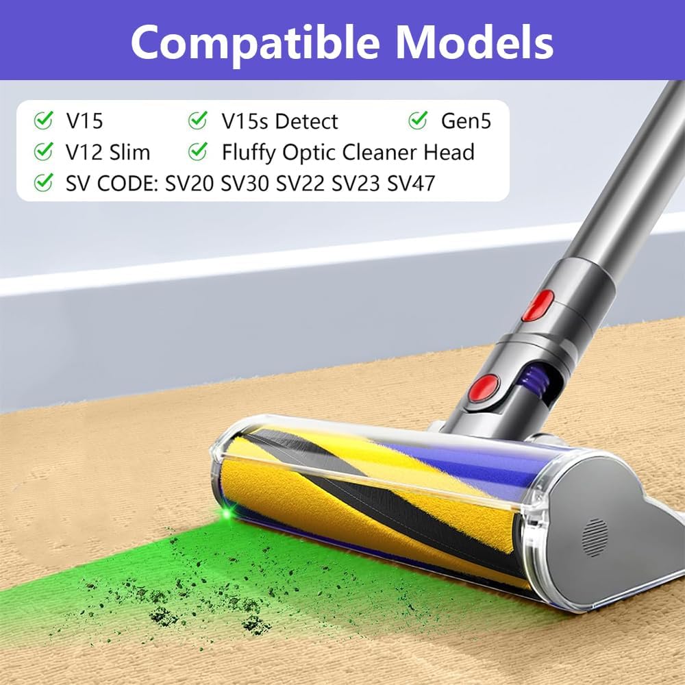 Fluffy Bürstenwalze kompatibel mit Dyson V15/V12/V10/V8/Gen5 Slim V7 V10 V12 Slim, V7 V10 V12 Slim