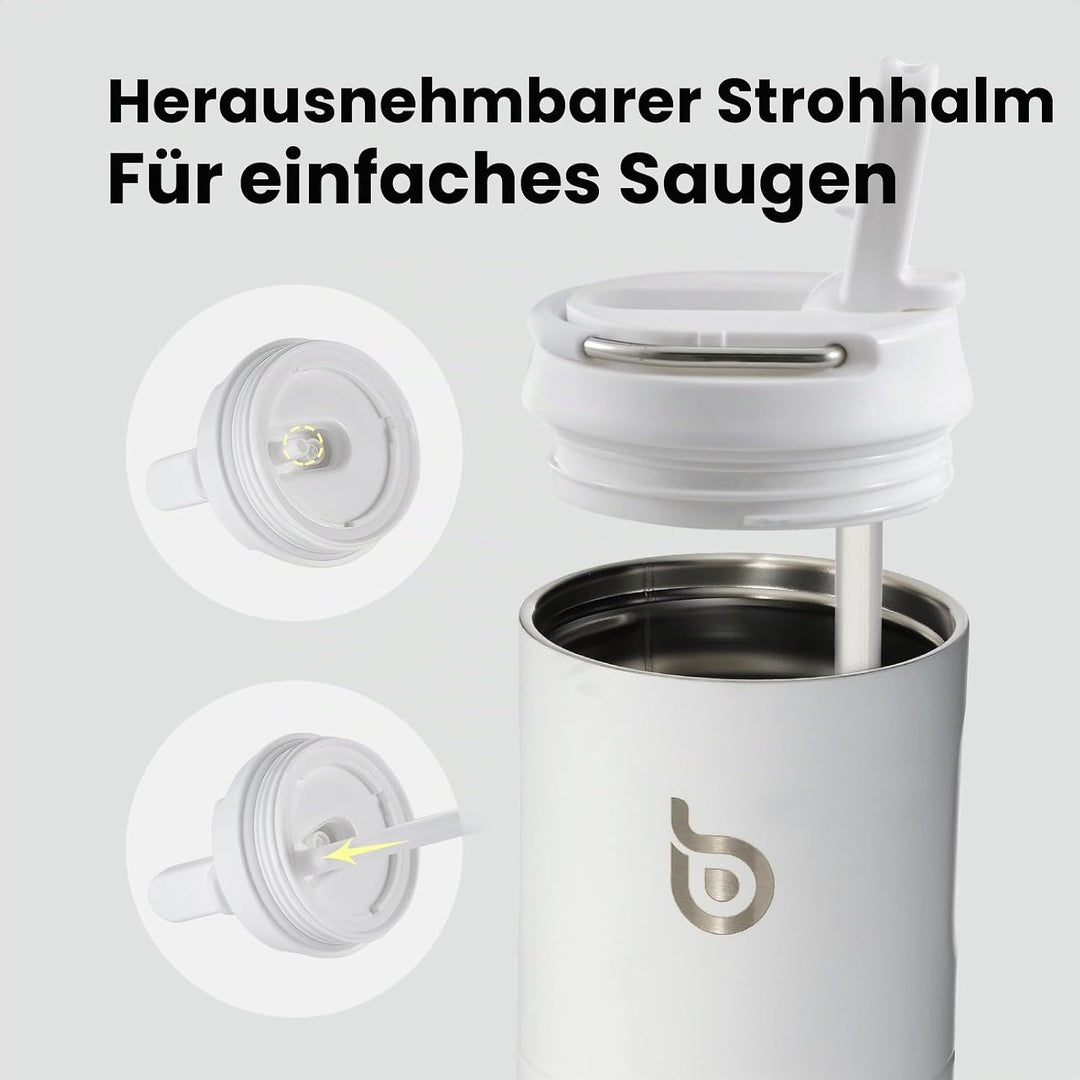 BOTTLE BOTTLE Isolierte Trinkflasche 680 ml(24oz) mit Strohhalm, Deckel und Griff für Sport, Reise,
