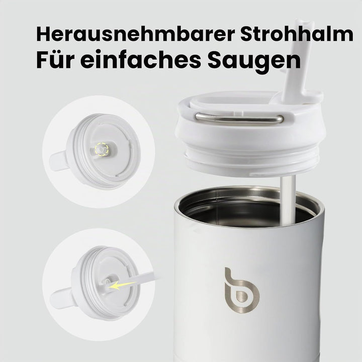BOTTLE BOTTLE Isolierte Trinkflasche 680 ml(24oz) mit Strohhalm, Deckel und Griff für Sport, Reise,