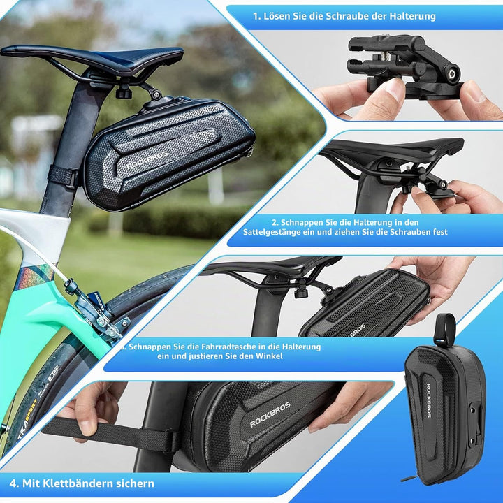 ROCKBROS Fahrrad Satteltasche Fahrradtasche Wasserabweisend 3D Hard Shell Fahrradsitz Tasche mit Sch