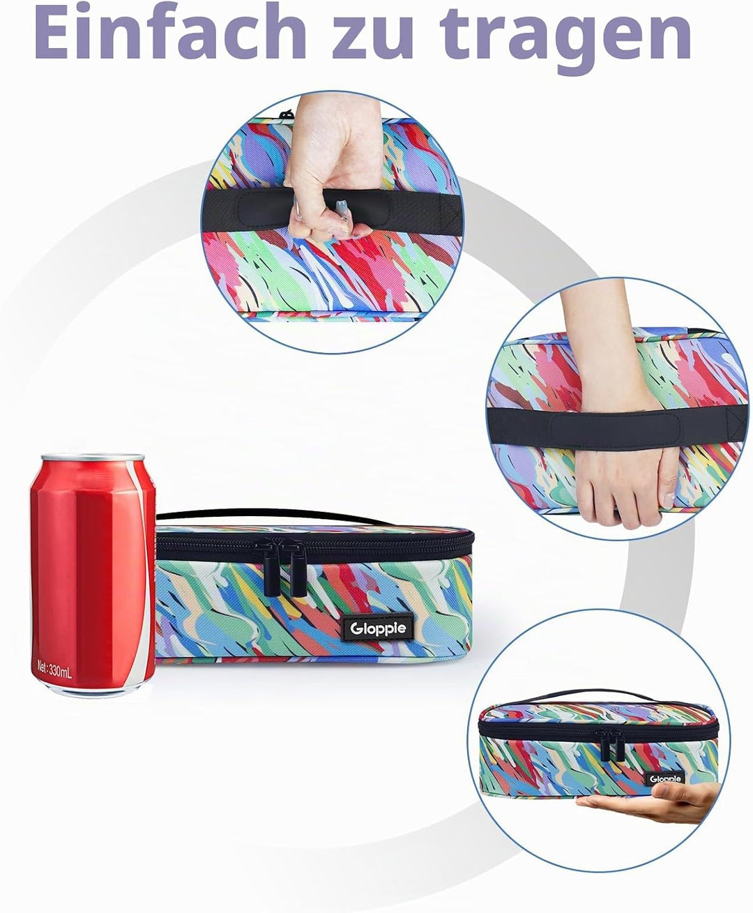 Gloppie Klein Kühltasche Leicht Lunch-Tasche für Lebensmitteltransport, Thermotasche Einkaufstasche