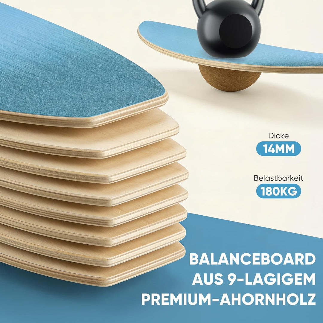 Surf Balance Board, Balance Board Erwachsene Maximale Belastung 200 kg, Holz Balanceboards für Core