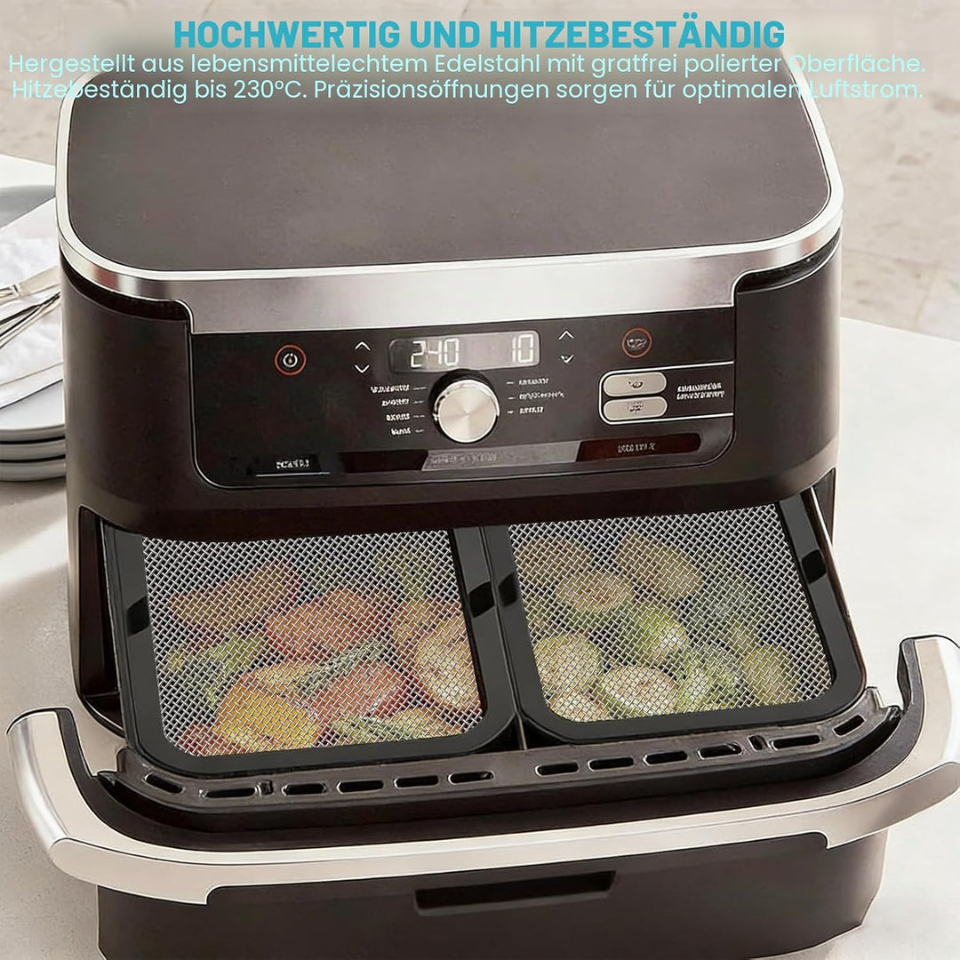 Edelstahl-Spritzschutz, 2 Stück Magnetischer Feinmaschiger Fettspritzschutz, Heissluftfritteuse Zube