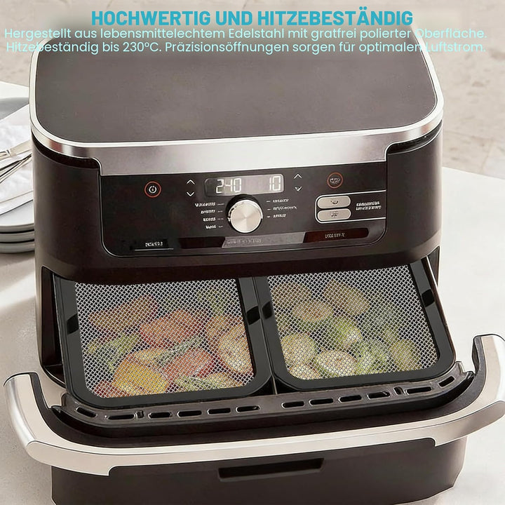 Edelstahl-Spritzschutz, 2 Stück Magnetischer Feinmaschiger Fettspritzschutz, Heissluftfritteuse Zube