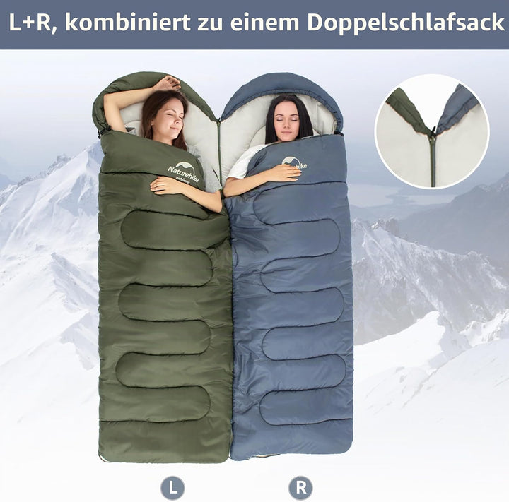 Naturehike Camping Schlafsack in Deckenform mit Kapuze | Geeignet für Alle vier Jahreszeiten, Leicht