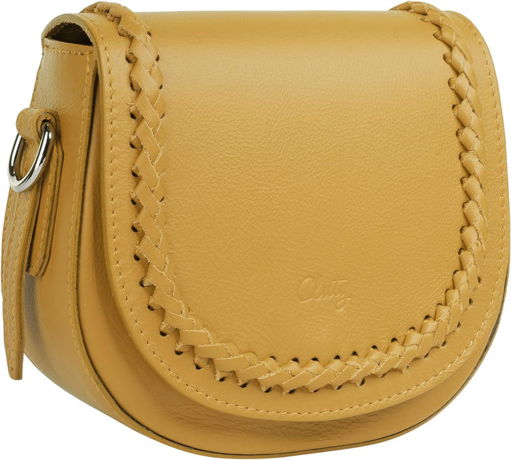 Cluty Umhängetasche echt Leder Damen - 021316 Gelb, Gelb