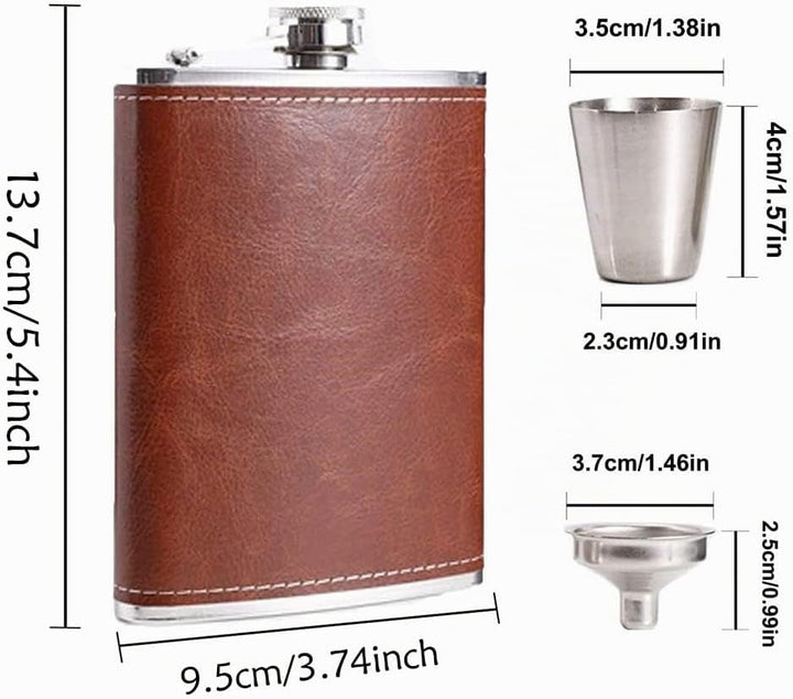 Flachmann, Tragbarer Flachmann aus Metall, 8oz Edelstahl Schnapsflasche, Outdoor Flachmann Trinkbech