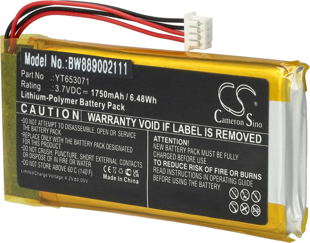vhbw Akku Ersatz für xDuoo YT653071 für MP3-Player Musik Player (1750 mAh, 3,7 V, Li-Polymer)