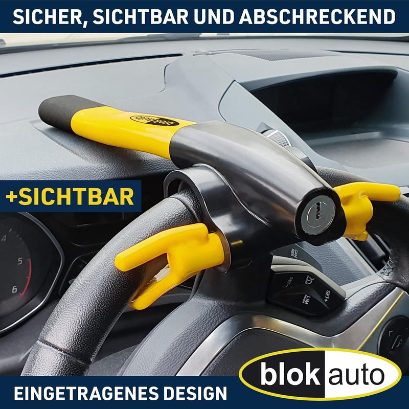 BLOKAUTO 9595 Lenkradschloss Lenkradkralle Lenkradsperre Diebstahlsicherung Lenkrad Auto, Gelb