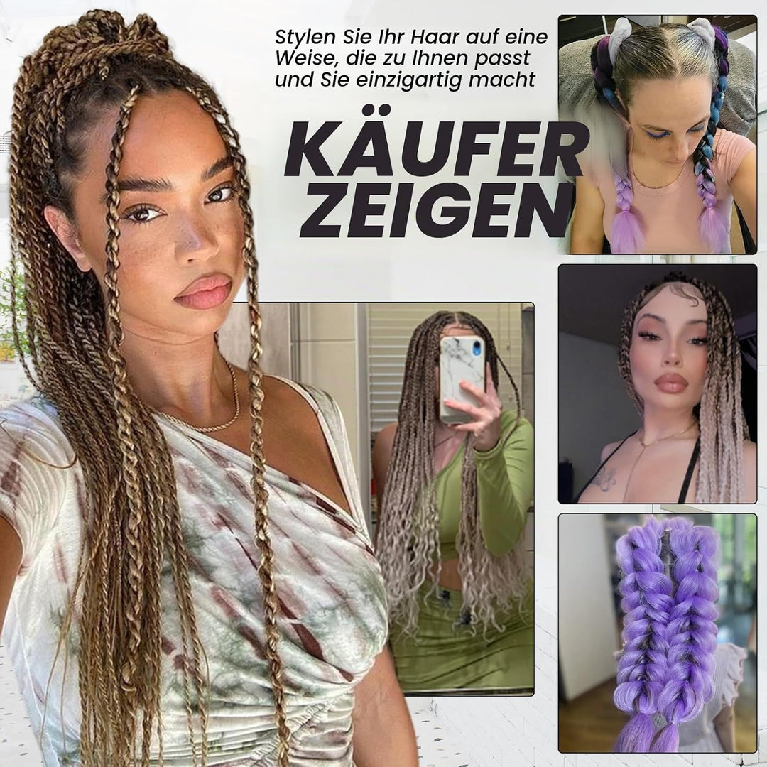 EMMOR Jumbo Flechthaarverlängerungen, 24 Zoll, hochtemperaturbeständige synthetische Fasern, 3 Stück