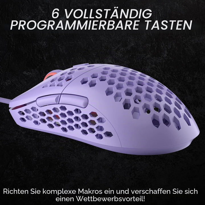 HK Gaming Mira M Ultraleichte, Mit Wabenmuster Versehene, Beidhändige, Kabelgebundene RGB Gaming-Mau