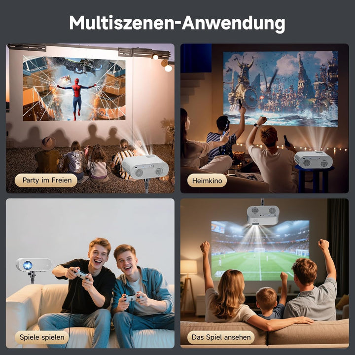 Beamer【Google TV/Netflix】 Beamer 4K mit Play Store, 20000 Lumen Mini Beamer Full HD 1080P, LED Beame