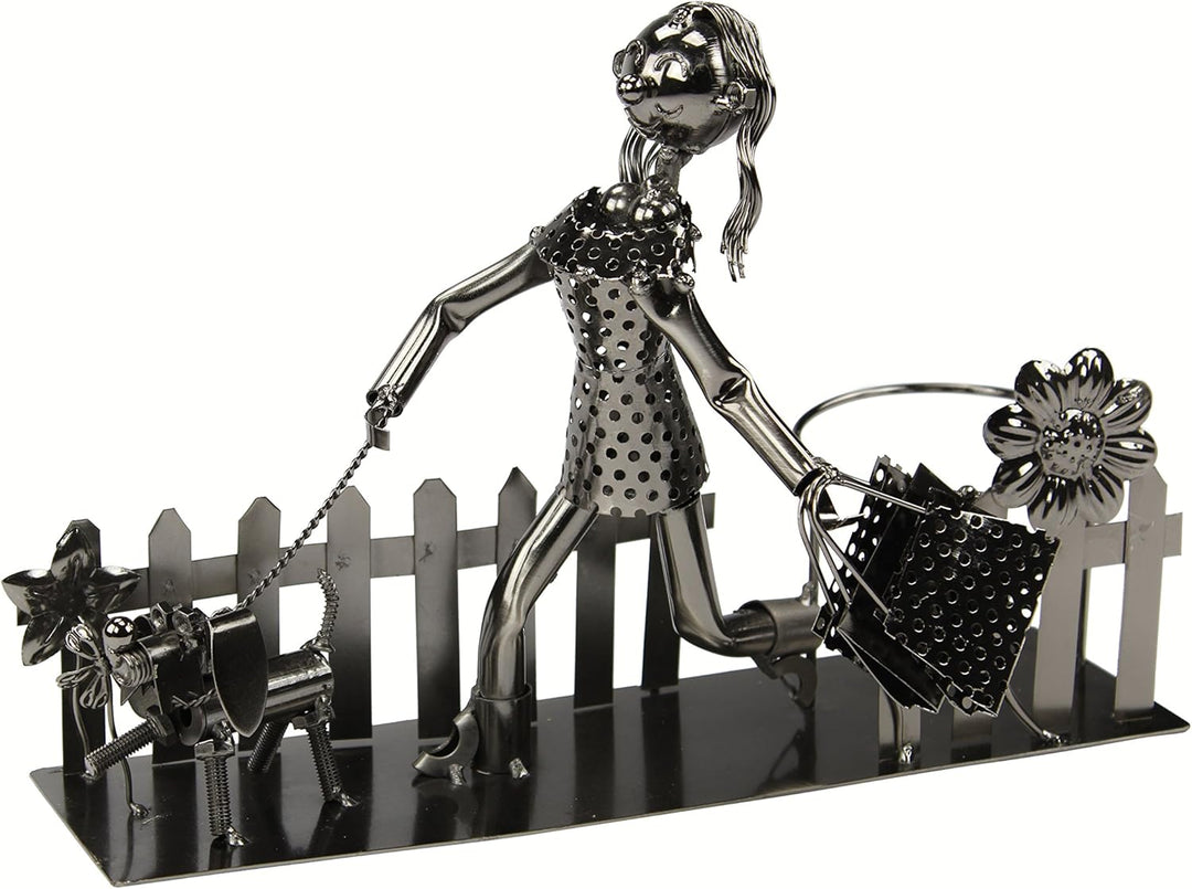 Metall Flaschenhalter Frau mit Hund, Frau mit Hund