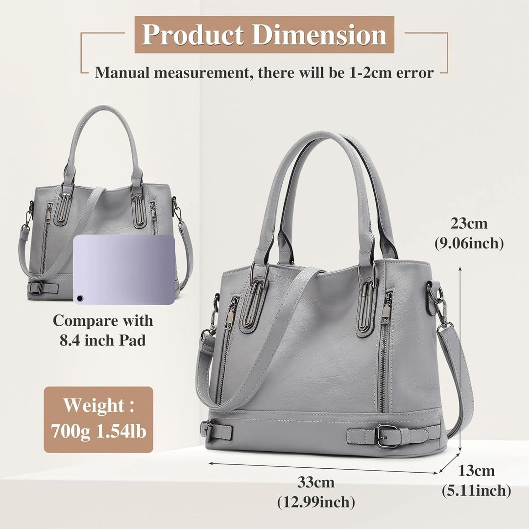 VINBAGGE Damen Handtasche PU Leder Henkeltasche Shopper Tasche Vintage Weiches Umhängetasche Schulte