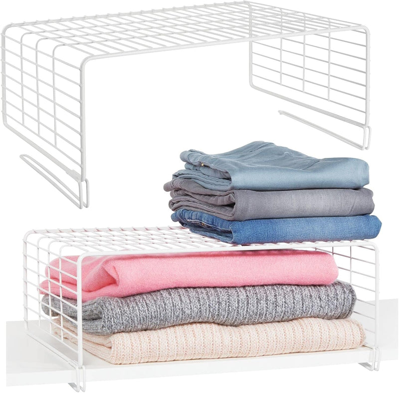 mDesign 2er-Set Drahtkorb für den Kleiderschrank – moderner Schrank Organizer mit 2 Ebenen für Kleid