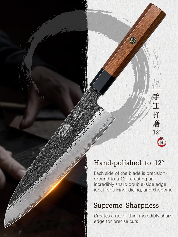 HOSHANHO 3-teilig Messerset, Professionelles Japanisches Küchenmesser Set Aus Kohlenstoffstahl, Ultr