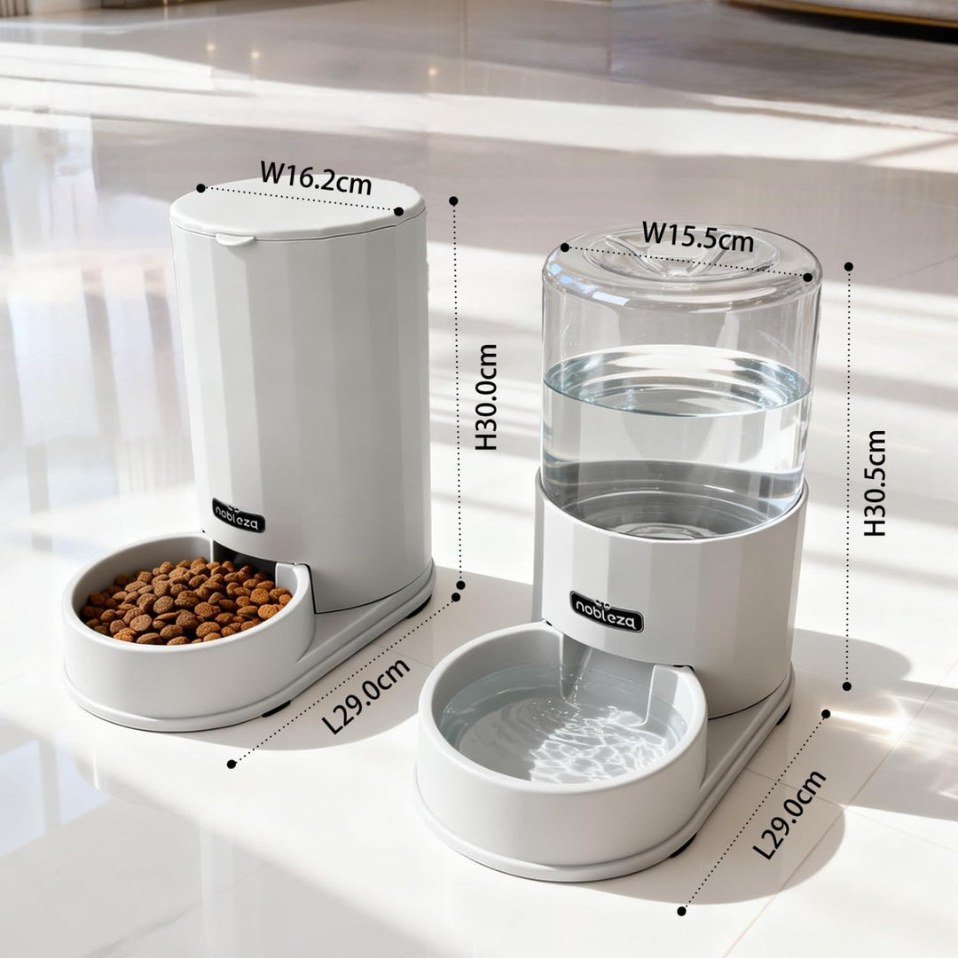 Nobleza Wasserspender Futterspender für Katze und Hund, 3.8L Automatischer Trockenfutterspender Wass