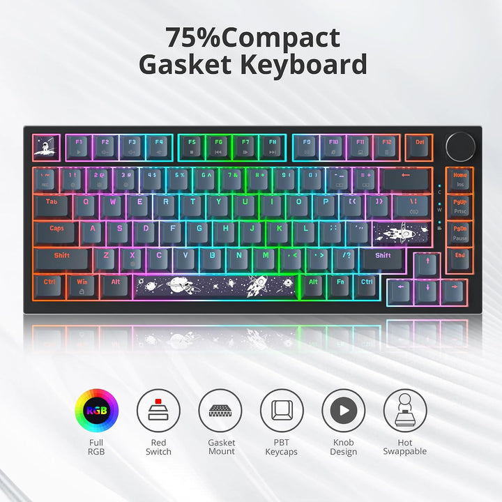 SOLIDEE Verkabelte Mechanische Gaming Tastatur 75 Prozent,hot-swap-fähige Mechanische Tastatur mit G