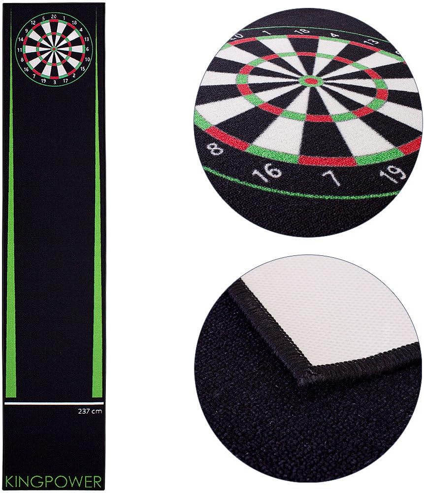 Kingpower Dartteppich mit Abwurflinie, Dart Zubehör mit Motiv, Dartmatte mit Oche, pflegeleichter Te