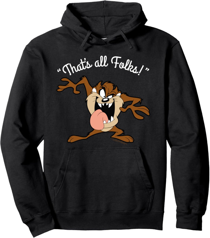 Looney Tunes Taz That's All Folks White Pullover Hoodie