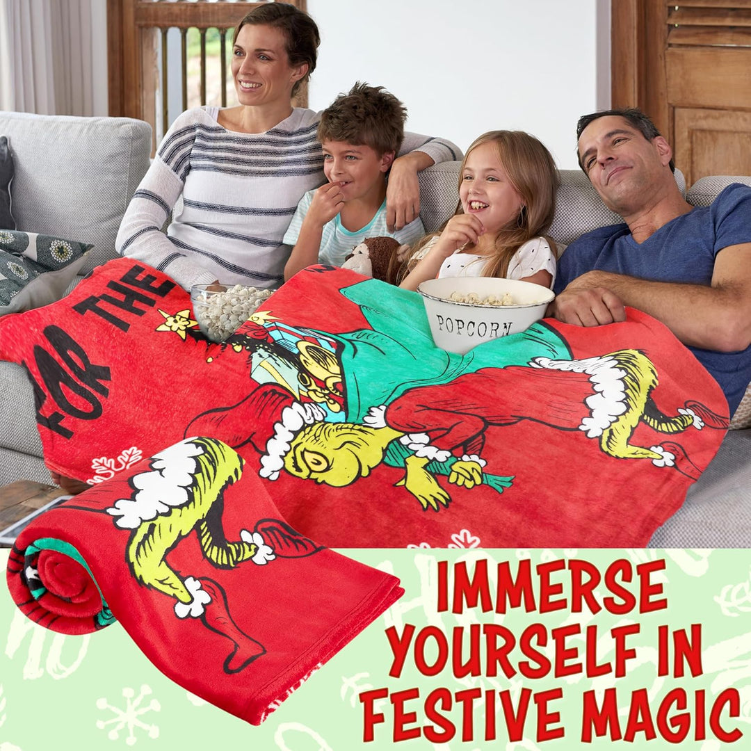 The Grinch Fleecedecke Kuscheldecke Flauschig - Offizielles Merchandise, Superweiches Fleece für So