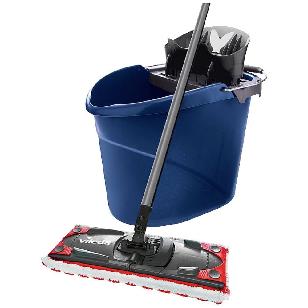 Vileda ULTRAMAX 2in1 Bodenwischer Komplett Set, Wischmopp mit Stiel, Mikrofaser-Bezug und Eimer mit