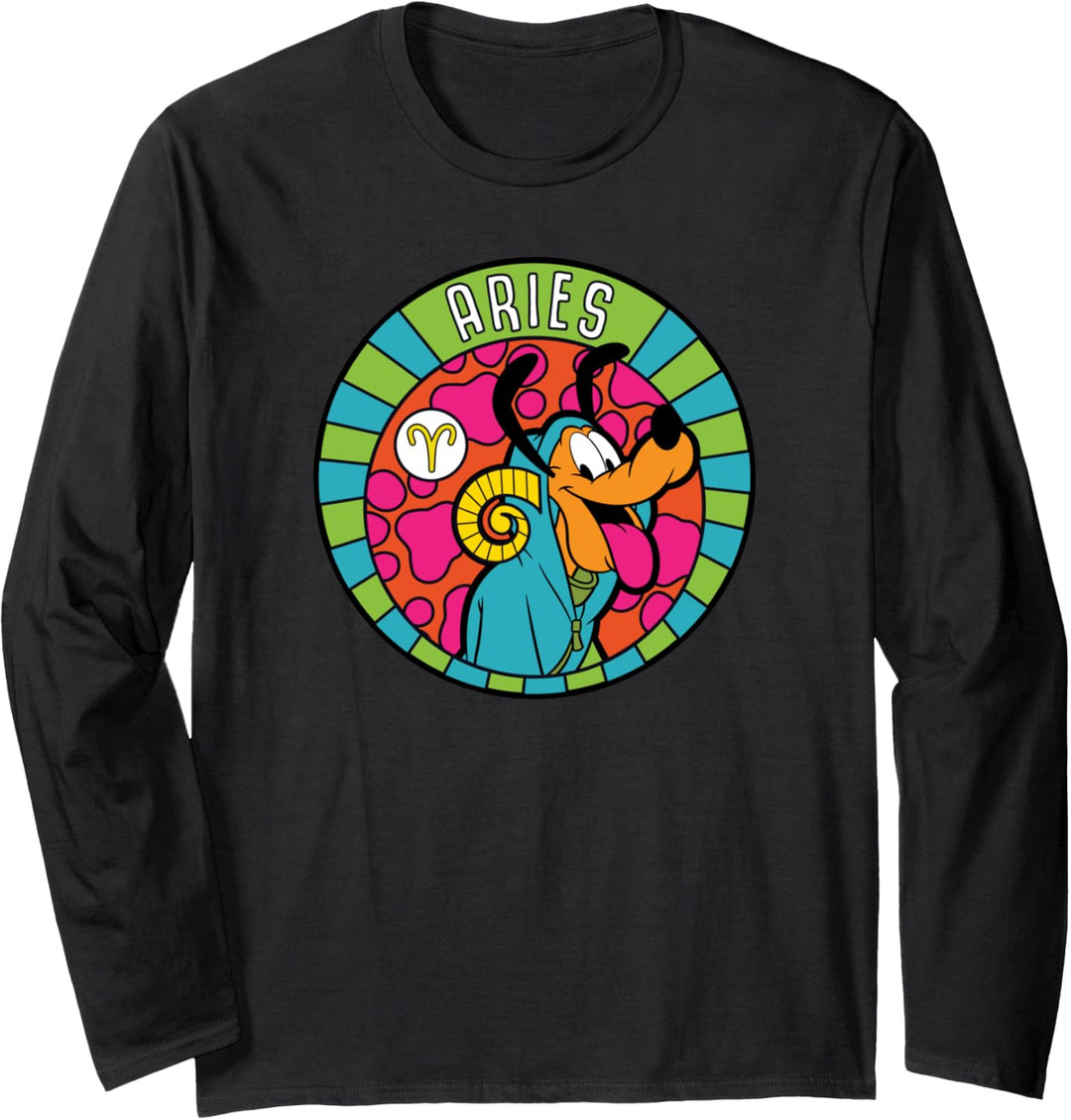 Disney Pluto Zodiac Aries Retro Langarmshirt