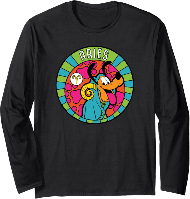 Disney Pluto Zodiac Aries Retro Langarmshirt