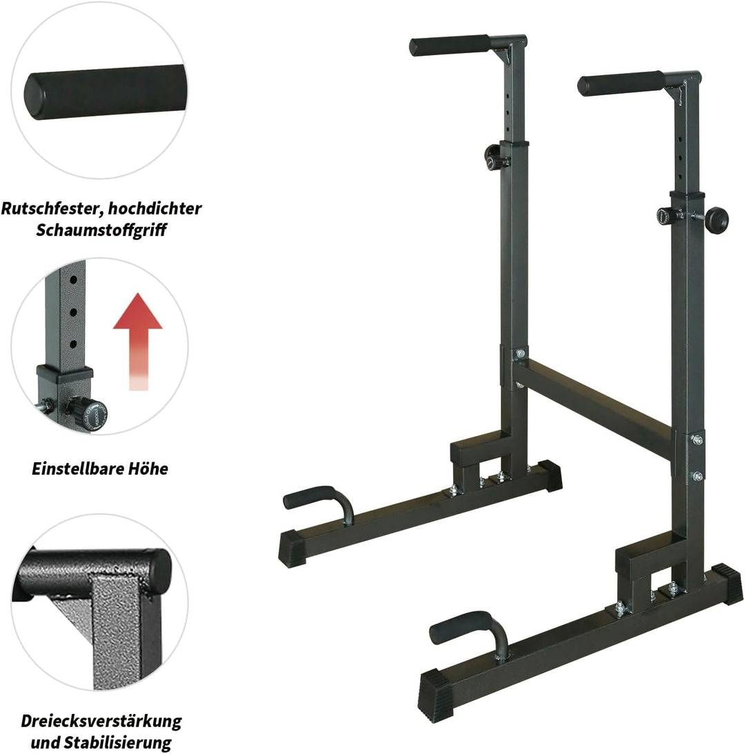 Dip Station Multifunktions-Dip Ständer, Freistehend Fitnessgerät für Calisthenics und Krafttraining,