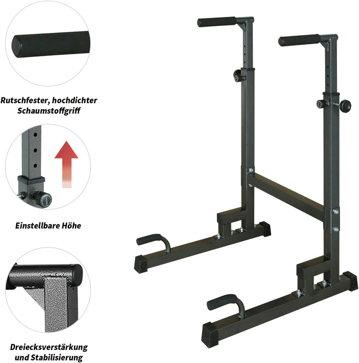 Dip Station Multifunktions-Dip Ständer, Freistehend Fitnessgerät für Calisthenics und Krafttraining,