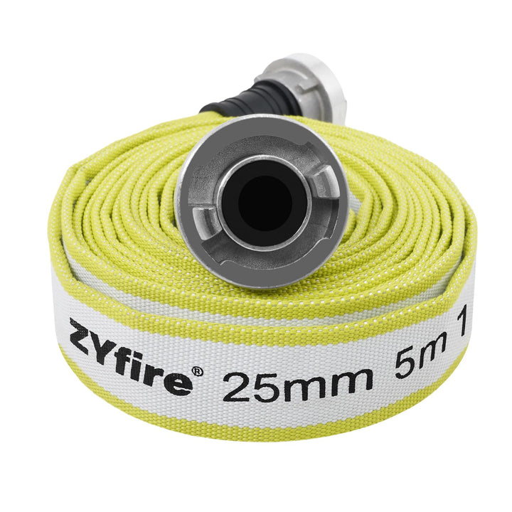 ZYfire Feuerwehrschlauch 25mm x 5m | 1 Zoll Feuerschlauch mit D-Storz Kupplung | flexibler Wassersch