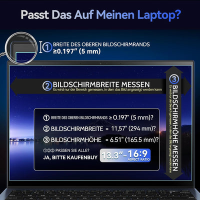 Magnetischer Laptop Sichtschutz für 13.3 Zoll Seitenverhältnis 16:9 Computer Bildschirm, 13" Abnehmb