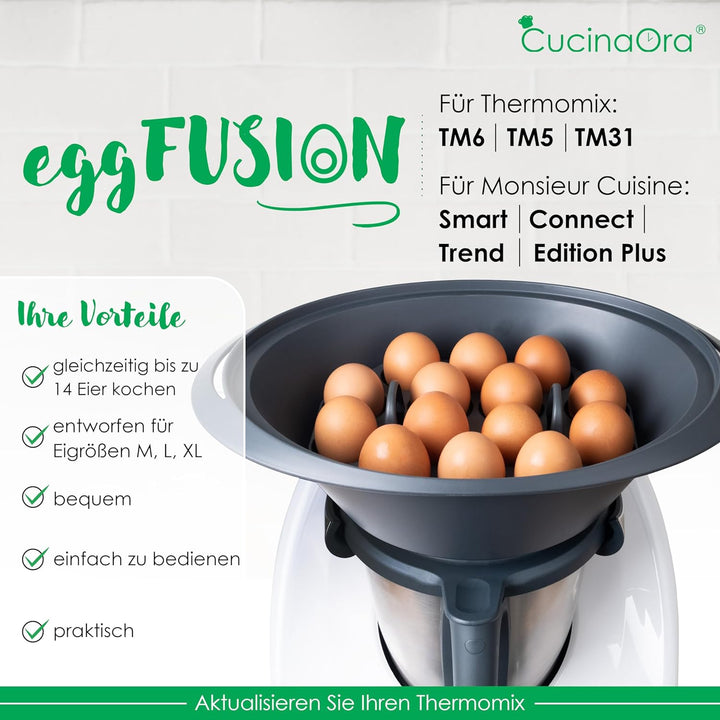 eggFUSION Eierkocher Halter zu 14 Eier für Thermomix Zubehör TM7 TM6 TM5 TM31 - Kompatibel mit MC Sm