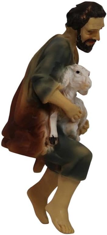 ZICOM Krippenfigur Miniaturfigur Hirte mit Schaf sitzend Höhe 6,8cm handbemalt Polyresin, Modellbau